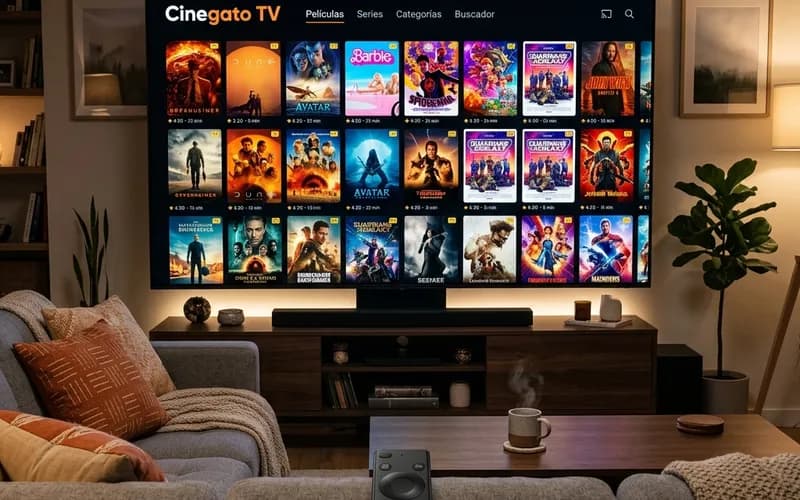 Cinegato TV funcionando na Smart TV Samsung via TV Box Android